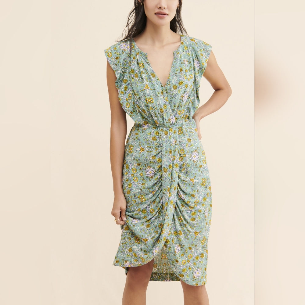 NWT MAEVE by Anthropologie Blossom Ruffled Floral Print  Dress Size 6 Retail$148